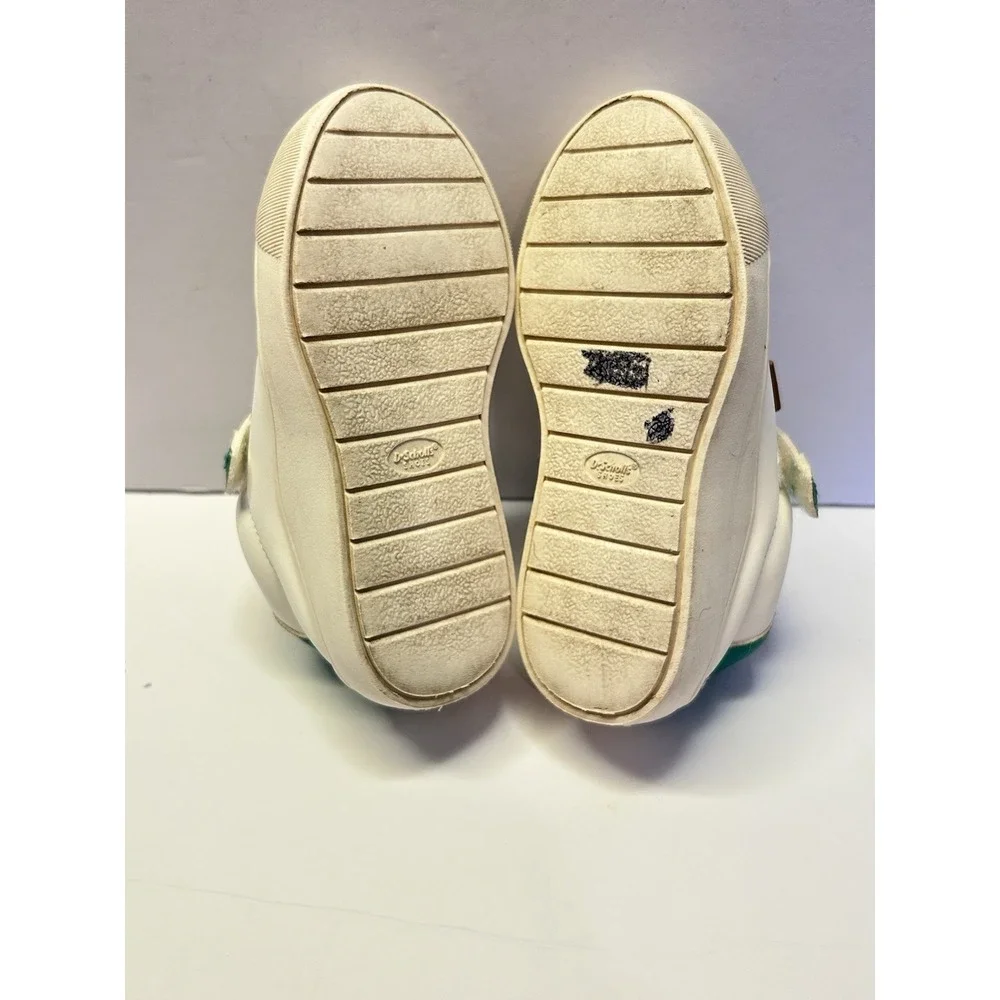 Dr Scholls Kids White Green Low Top Hook and Loop Sneakers Shoes